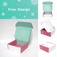 Boîte d'expédition en papier rose clair robuste pour cosmétiques/soins de la peau, avec insert en carton ondulé, personnalisable et offrant un design gratuit