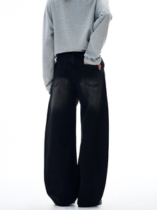 Pantalon en <span class=keywords><strong>jean</strong></span> unisexe <span class=keywords><strong>noir</strong></span> style chinois, coupe ample et large, avec patchs de dessins animés, délavé, style urbain, pour <span class=keywords><strong>femme</strong></span>, décontracté, au quotidien - Product Image 3