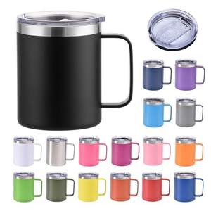 Vaso de bola baja aislado de acero inoxidable de doble pared <span class=keywords><strong>con</strong></span> mango de 12oz barato de promoción al por mayor que mantiene la taza de café fría y caliente - Product Image 1