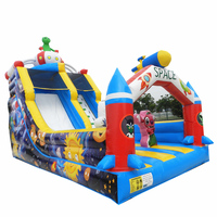Nouvelle conception de toboggan gonflable combiné pour parc spatial, château gonflable amusant pour jeux en plein air, usage commercial, matériau PVC, 500 kg