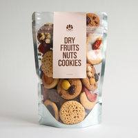 Sachet Doypack Personnalisé en Papier Kraft Imprimé avec Fenêtre pour Noix et Biscuits, avec Bande Étiquetée