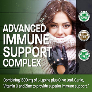 Private Label L-lisina capsula di difesa supporto immunitario complesso foglia di olivo aglio vitamina <span class=keywords><strong>C</strong></span> zinco 1500mg L-lisina Capsule - Product Image 4