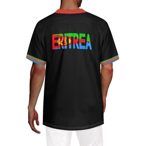 MOQ1 Eritrea مخصص العلامة التجارية الخاصة قمصان البيسبول للرجال في السائبة الخامس الرقبة Eritrean العلم تي شيرت تدريب كرة القدم - Product Image 2