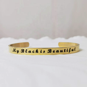 Bracelet <span class=keywords><strong>Mantra</strong></span> personnalisé en or trempé US Euro, gravure inspirée des femmes et des hommes, manchette C, I <span class=keywords><strong>Am</strong></span> Collection - Product Image 4