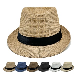 Custom logo Mens <b>Straw</b> <b>Hats</b> Summer Classic Trendy Fedora <b>Straw</b> <b>Hats</b> Short Brim Beach Jazz Paper <b>Straw</b> <b>Hat</b> for Womens Mens - Product Image 1