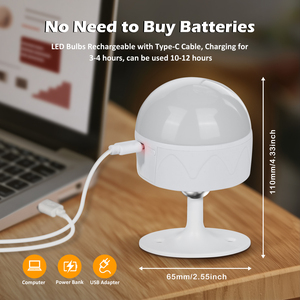 <span class=keywords><strong>Ampoule</strong></span> rechargeable avec télécommande 9W Dimmable 12 couleurs RGB E27 Alimentée par batterie Lumière de nuit magnétique pour le camping en cas d'urgence - Product Image 3