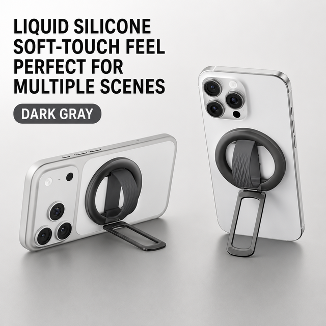 Magnetic Silicone Phone Stand & Holder with Manual Clip Multi-Functional Rotating Grip
