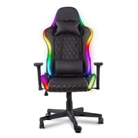 Chaise de jeu pour ordinateur à prix DDP, pas chère, avec haut-parleurs Bluetooth, LED, ergonomique, massage, chaise de travail pour ordinateur PC avec repose-pieds, noire