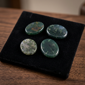 Piedra Ovalada de Ágata Musgosa Pulida, Decoración Artística Coleccionable de Feng Shui de Gujarat - Product Image 2