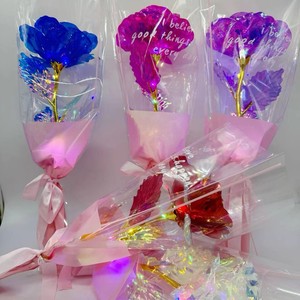 Luxurious 50cm Rose <b>Artificial</b> <b>Flower</b> With LED Light Golden Stem Plastic Handmade Decor For Valentine'S Day - Product Image 5