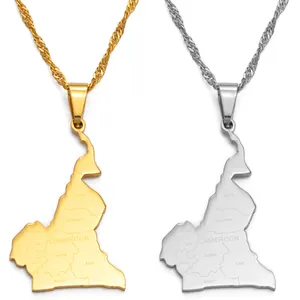 Cameroon Necklace Gold Color Jewelry Cameroon Map Cameroun Country Maps Cameroonians With City Name #135321