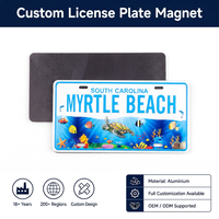 Vente en gros d'aimants de réfrigérateur en métal aluminium avec logo personnalisé, souvenir touristique de plage ou d'île, plaque d'immatriculation de voiture