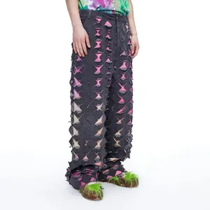 DiZNEW 2022 pantaloni larghi larghi in cotone stile esterno di alta qualità con fori pantaloni Cargo paracadute da uomo - Product Image 1