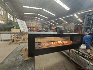 Piccola vernice nera personalizzata inserto porta in vetro metallo lineare <span class=keywords><strong>a</strong></span> <span class=keywords><strong>Gas</strong></span> camino interno - Product Image 6