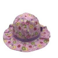Sombrero de Pescador para Niñas 100% Algodón, Lindo Estampado Floral de Mariquita con Lazo, Transpirable, para Bebés y Niñas Pequeñas, para Verano, Playa, Fiestas al Aire Libre, Protección Solar