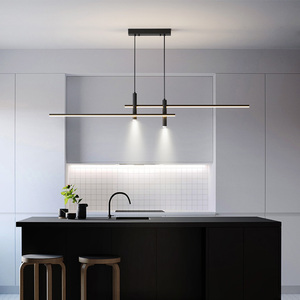 Lámpara Colgante de Acero Inoxidable Dorado, Rectangular Larga, LED 3500K Blanco Cálido, E26, Altura Ajustable, para Techo de Cocina, 5 Años de Garantía - Product Image 2
