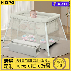 Cuna Plegable para Bebé, Corralito Portátil con Marco Metálico y Laterales de Malla, Cama para Recién Nacidos, Diseño Sencillo de Estilo Europeo - Product Image 5