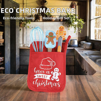 Neuheiten Umweltfreundliche Weihnachts-Backutensilien Silikon-Buchenholz-Spatel Baumwollmatte Geschenkset zum Backen & Kondieren