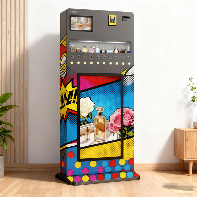 Automatic Smart Fragrance Vending Machine 43-inch ADs Screen Coin Operated Commercial Smell Test Convenience Spraying Perfume