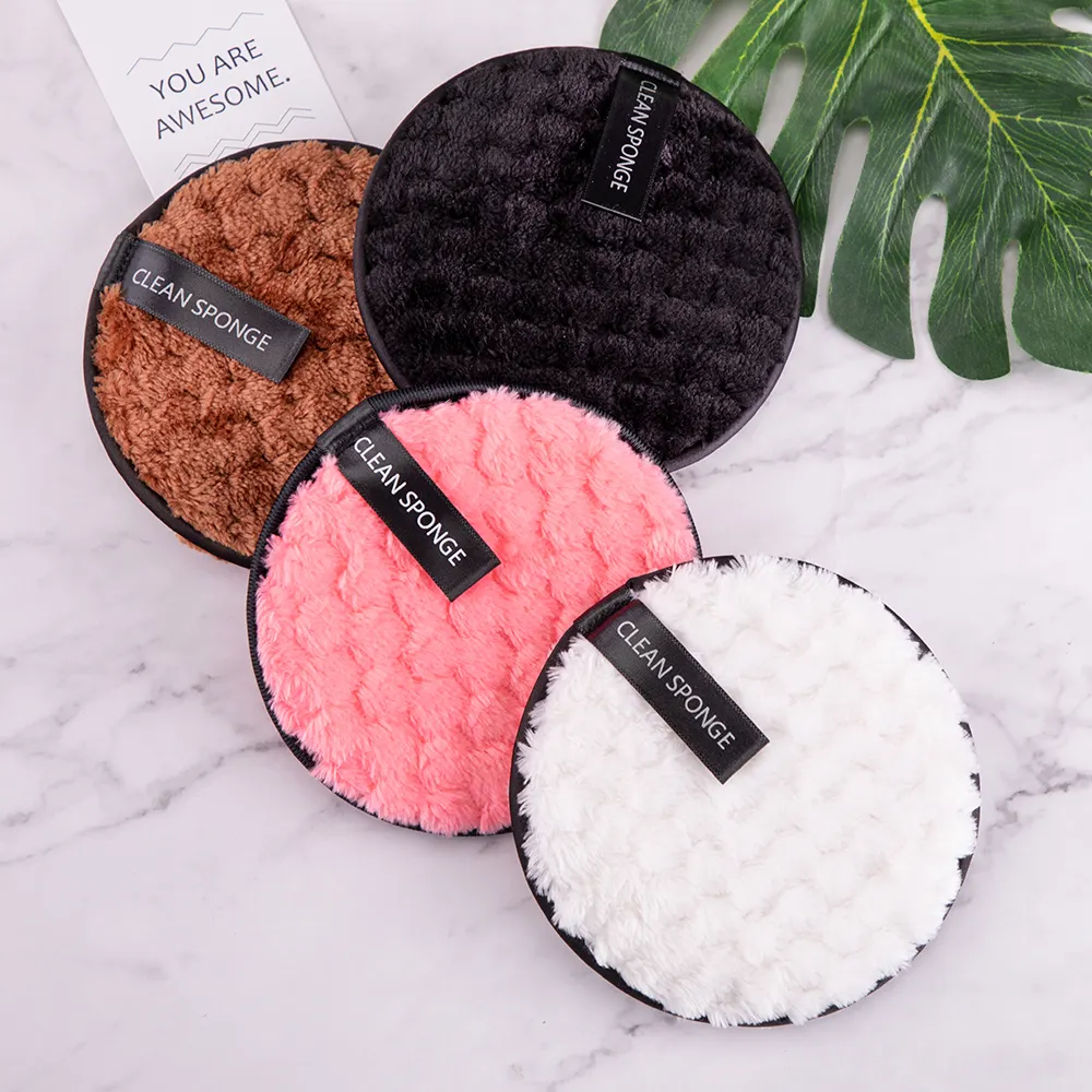 Reusable Washable Facial Cleaning Pad Skin-friendly Microfiber Disposable Cotton Makeup Remover Pads Private Label