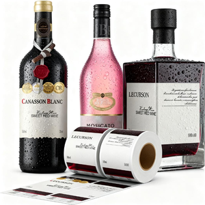 Tùy Chỉnh <span class=keywords><strong>In</strong></span> Ấn Sang Trọng Kết Cấu Dính Nhãn Rượu Vang Nhãn Không Thấm Nước Nổi Màu Đỏ Rượu Vang Nhãn Dán Cuộn Bao Bì - Product Image 1