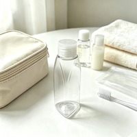 Bouteille en plastique PET transparente de 40 ml en forme de triangle avec bouchon intérieur, double couche, bouchon à vis anti-fuite, emballage pour liquides cosmétiques
