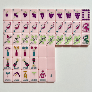 Set Mahjong Americano a Tema Vino Rosé, 160 Tessere, con Bicchieri in Acrilico Rosa, Vendita all'Ingrosso Diretta dalla Fabbrica - Product Image 5