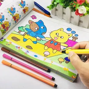 Children magic water drawing book with cartoon designs color filling book