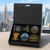 Set de Regalo de Pines Esmaltados Personalizados de Nueva York: Pino de Solapa de Times Square, Pizza y Skyline, Souvenir Turístico, Insignia de Broadway