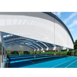 Factory supplier Water Resistant PVDF ETFE Architectural stadium tent roof cover membrane structure basketball tennis court roof