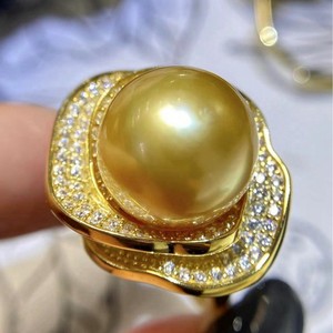 แหวนมุกทองธรรมชาติ 11-12 มม. งานฝีมือทอง K ประดับด้วยเงินแท้ 925 สีโรส 100% ธรรมชาติ มาพร้อมกล่องของขวัญ - Product Image 4