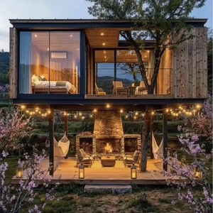 Casa de Verano Moderna de Madera con Chimenea, Cabaña para Acampar al Aire Libre, Fácil de Montar, Villa de Retiro Forestal - Product Image 1