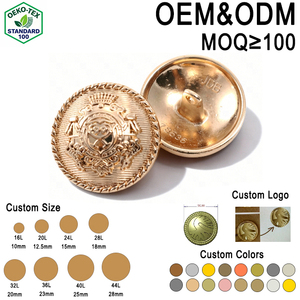 Bottoni Personalizzati con Logo Inciso in Ottone, Lega di Zinco, <span class=keywords><strong>Acciaio</strong></span> Inossidabile 12mm-17mm, Bottoni a Pressione in Metallo Ecologico Lavabile Dorato - Product Image 1