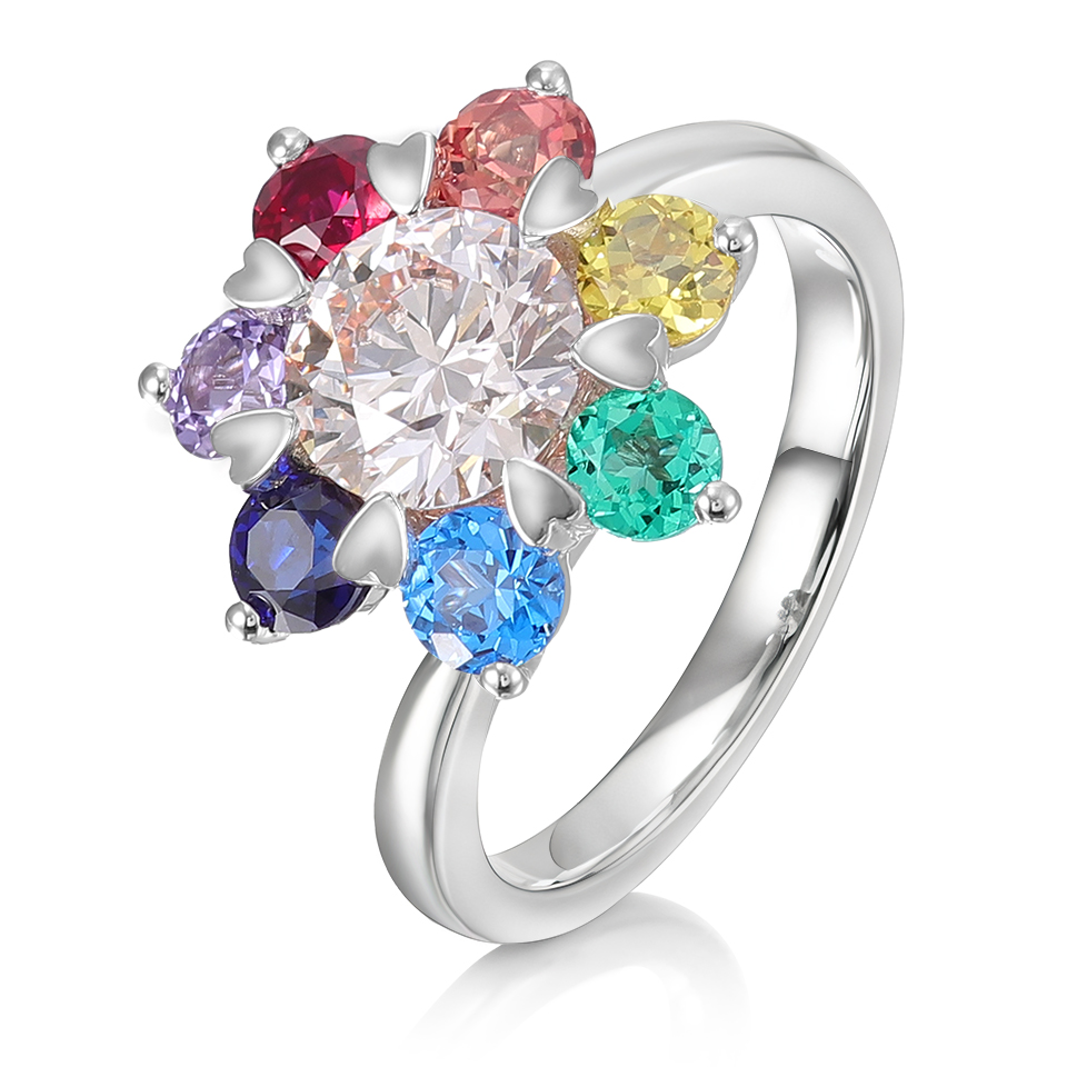 แหวนเพชรแล็บไวท์โกลด์ 10K