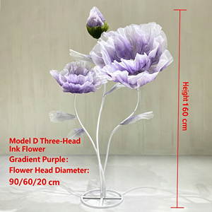 ดอกไม้ประดิษฐ์แบบตั้งพื้น ตกแต่งไล่เฉดสีม่วง สามหัว ขนาด 90 ซม. ดอกบานใหญ่ สำหรับงานแต่งงาน โรงแรม เวที งานอีเว้นท์ ขนาด 160 ซม. - Product Image 2