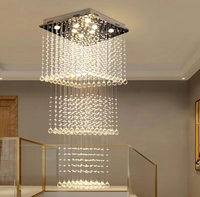 Lustre d'escalier moderne de luxe en cristal nordique avec installation professionnelle, haute luminosité et installation facile