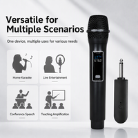 Microphone dynamique sans fil portatif à réduction de bruit, bande UHF, fréquence réglable, écran LCD, idéal pour les églises et les petites scènes