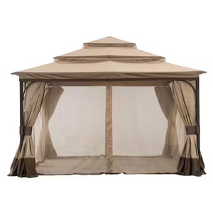 Tente pyramidale d'extérieur en stock, 12x12, trois couches, moustiquaire imperméable en polyester avec poteaux métalliques pour cour et environnement extérieur - Product Image 3