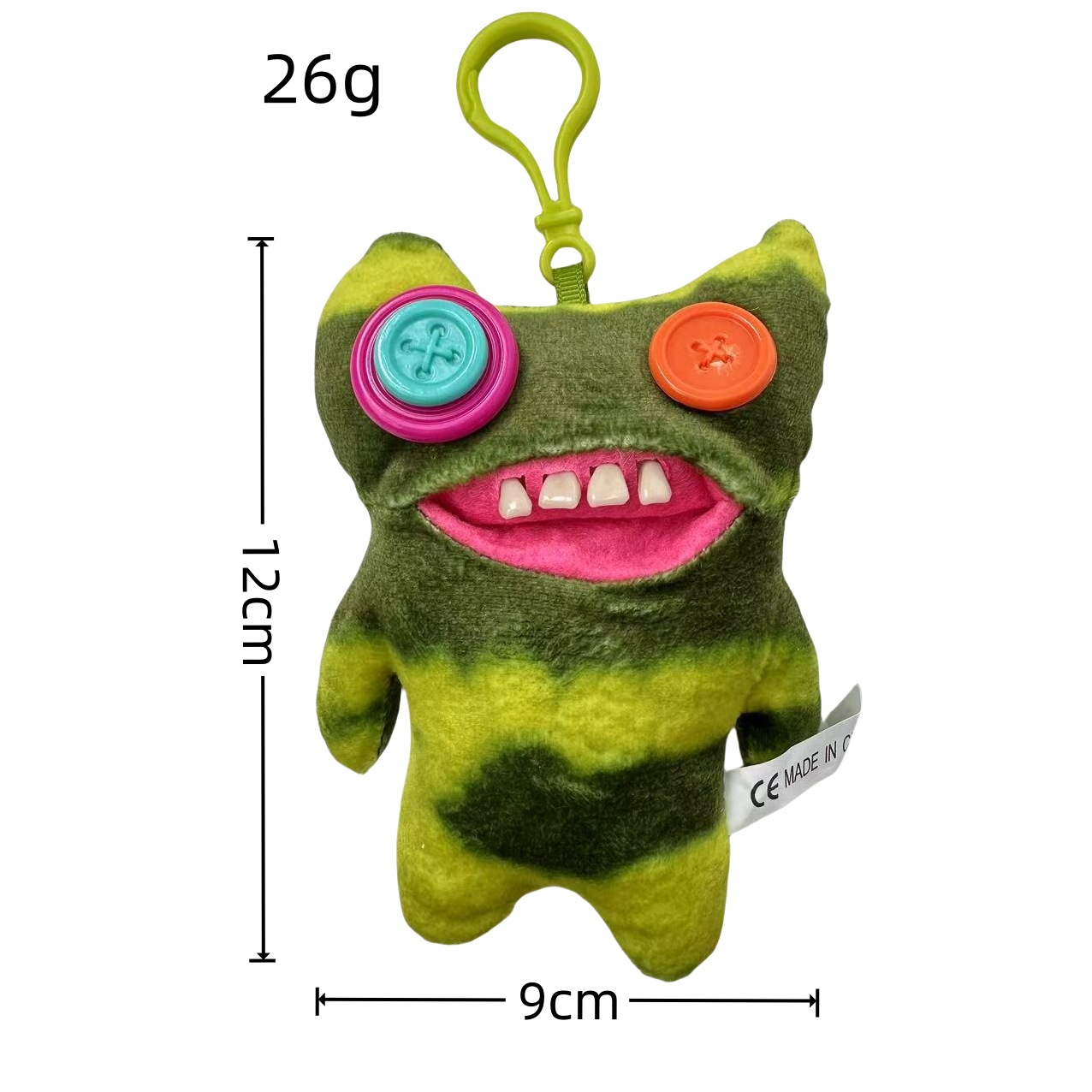 Pendentif ours rayé vert avec dents