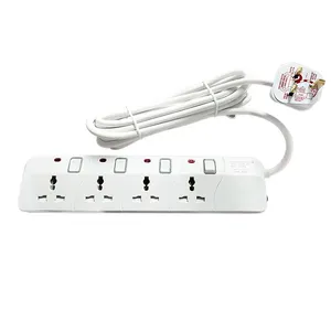 13amp 3 4 5 Pin AC Electrical Switch Universal Uk BS Power Extension Cables Cord Multi Plug Sockets Outlet Board Connectors