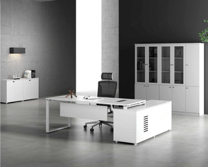 Hiện đại tối giản văn phòng đặt Trắng melamine hạt bảng bàn + Tủ hồ sơ + kệ sách nhân viên Máy Trạm - Product Image 3