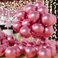 50 ballons en latex épais de 12 pouces, rose métallisé chromé, brillants, pour décoration de mariage, anniversaire, remise de diplôme, fête des mères