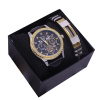 Ensemble de montres-bracelets pour couple tendance avec boîte, belle montre à quartz avec calendrier, idéale pour les couples