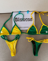Luxe designer bikini set voor dames, zomer 2026, halternek, thong, spandex/polyester, anti-UV, snel drogend, strandkleding