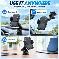 Support de téléphone universel pour voiture à ventouse télescopique réglable pour grille d'aération et pare-brise avec navigation GPS