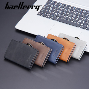 Baellerry Men's RFID Card Holder PU Leather Multi Slot Snap Credit Card <b>Case</b> Black Blue Gray Coffee Brown 4 Inch Solid Color - Product Image 4