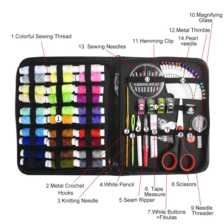 Wholesale 100pcs agujas de crochet Professional Leather Sewing Kit Bag Durable Portable Home Sewing Kit Set Travel