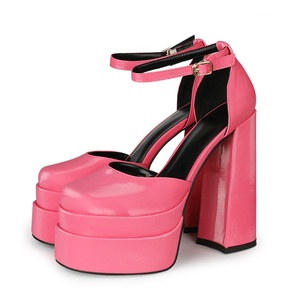 Nude Ankle Strap Square Toe Sandals Summer Shoes for Women Dress 43 2022 Spring Latest Concise Platform <b>Block</b> High Heel Shoes - Product Image 3