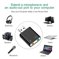Tarjeta de sonido 3D Interfaz de controlador USB Tarjeta de sonido de audio externa Virtual 7,1 canales 3,5mm Caja de color USB 2,0 Pequeño portátil Stock
