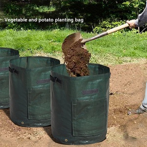 OEM vente en gros personnalisé noir vert foncé PE <span class=keywords><strong>fraise</strong></span> 3/5/7/10 gallons sacs de culture de rhizomes pour plants de pommes de terre et légumes - Product Image 5